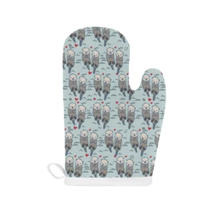 Lovely Sea Otter Pattern Heat Resistant Oven Mitts Pot Holders Set