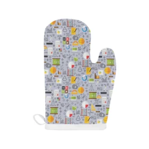 Math Pattern Print Design 04 Heat Resistant Oven Mitts & Pot Holders Set
