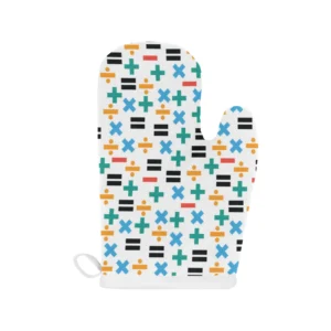 Math Pattern Print Design 05 Heat Resistant Oven Mitts & Pot Holders Set