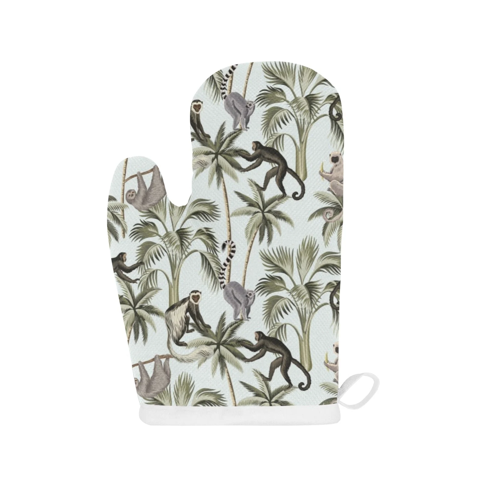 Monkey Sloth Lemur Palm Trees Pattern Heat Resistant Oven Mitts Pot Holders Set Monkey Sloth Lemur Palm Trees Pattern Heat Resistant Oven Mitts Pot Holders Set