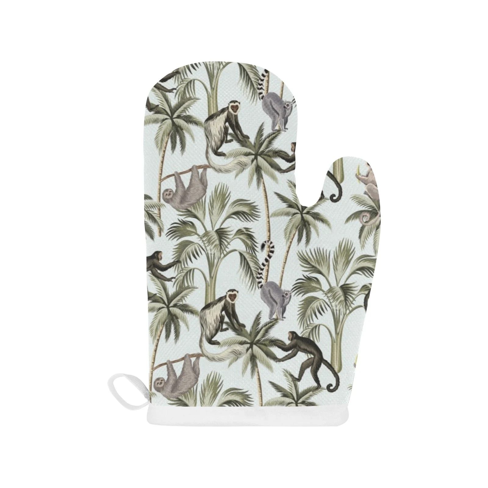 Monkey Sloth Lemur Palm Trees Pattern Heat Resistant Oven Mitts Pot Holders Set Monkey Sloth Lemur Palm Trees Pattern Heat Resistant Oven Mitts Pot Holders Set