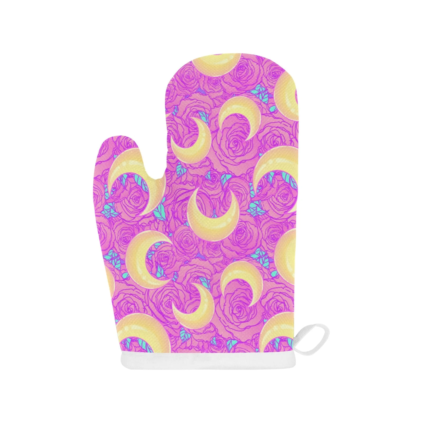 Moon Pink Rose Background Heat Resistant Oven Mitts Pot Holders Set Moon Pink Rose Background Heat Resistant Oven Mitts Pot Holders Set