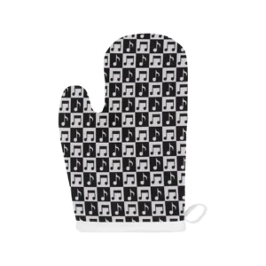 Music Notes Pattern Print Design 01 Heat Resistant Oven Mitts & Pot Holders Set