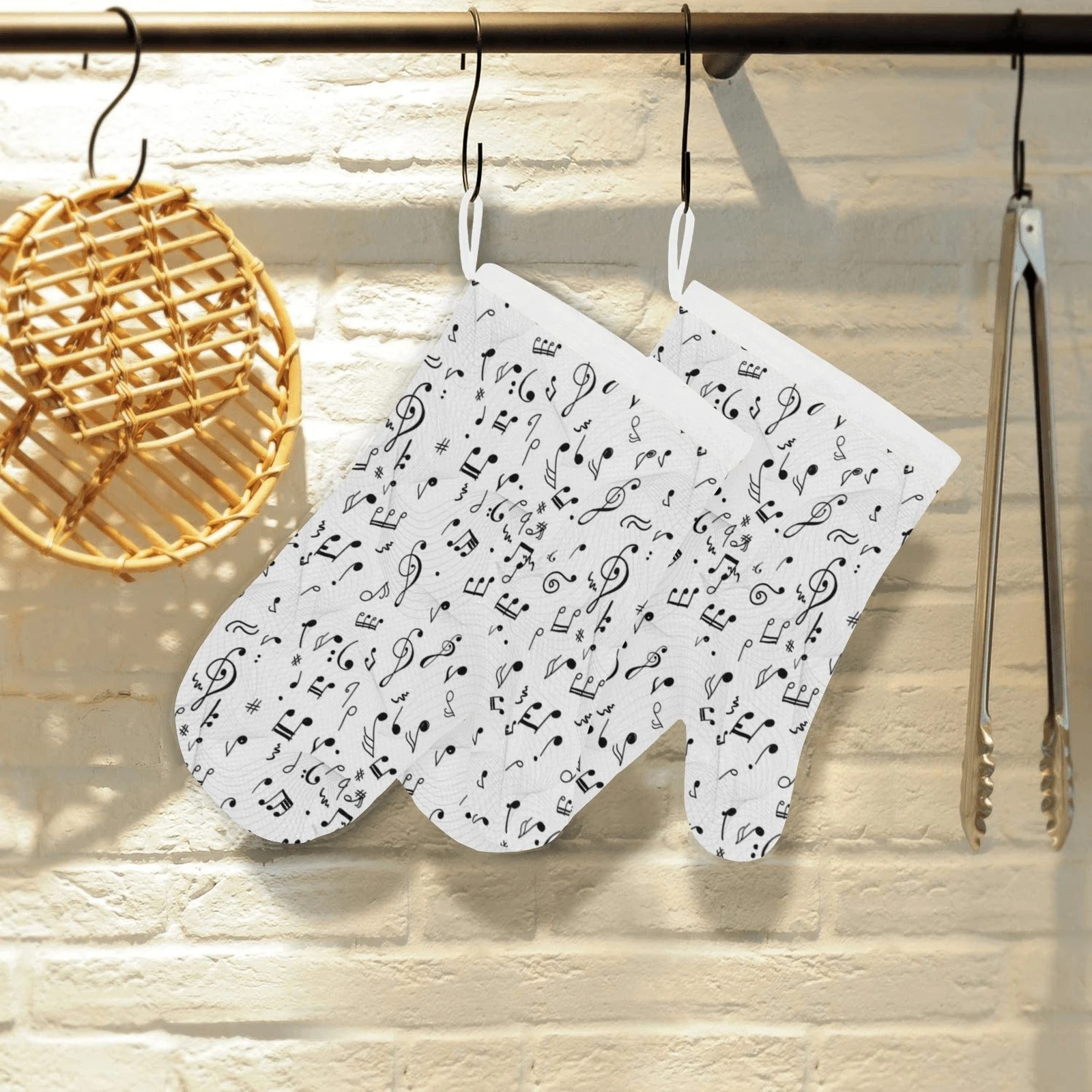 Music Notes Pattern Print Design 04 Heat Resistant Oven Mitts & Pot Holders Set Music Notes Pattern Print Design 04 Heat Resistant Oven Mitts & Pot Holders Set