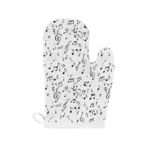 Music Notes Pattern Print Design 04 Heat Resistant Oven Mitts & Pot Holders Set