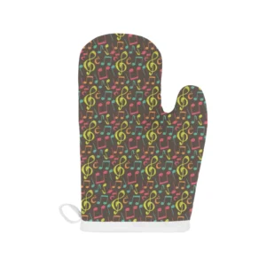 Music Notes Pattern Print Design 05 Heat Resistant Oven Mitts & Pot Holders Set