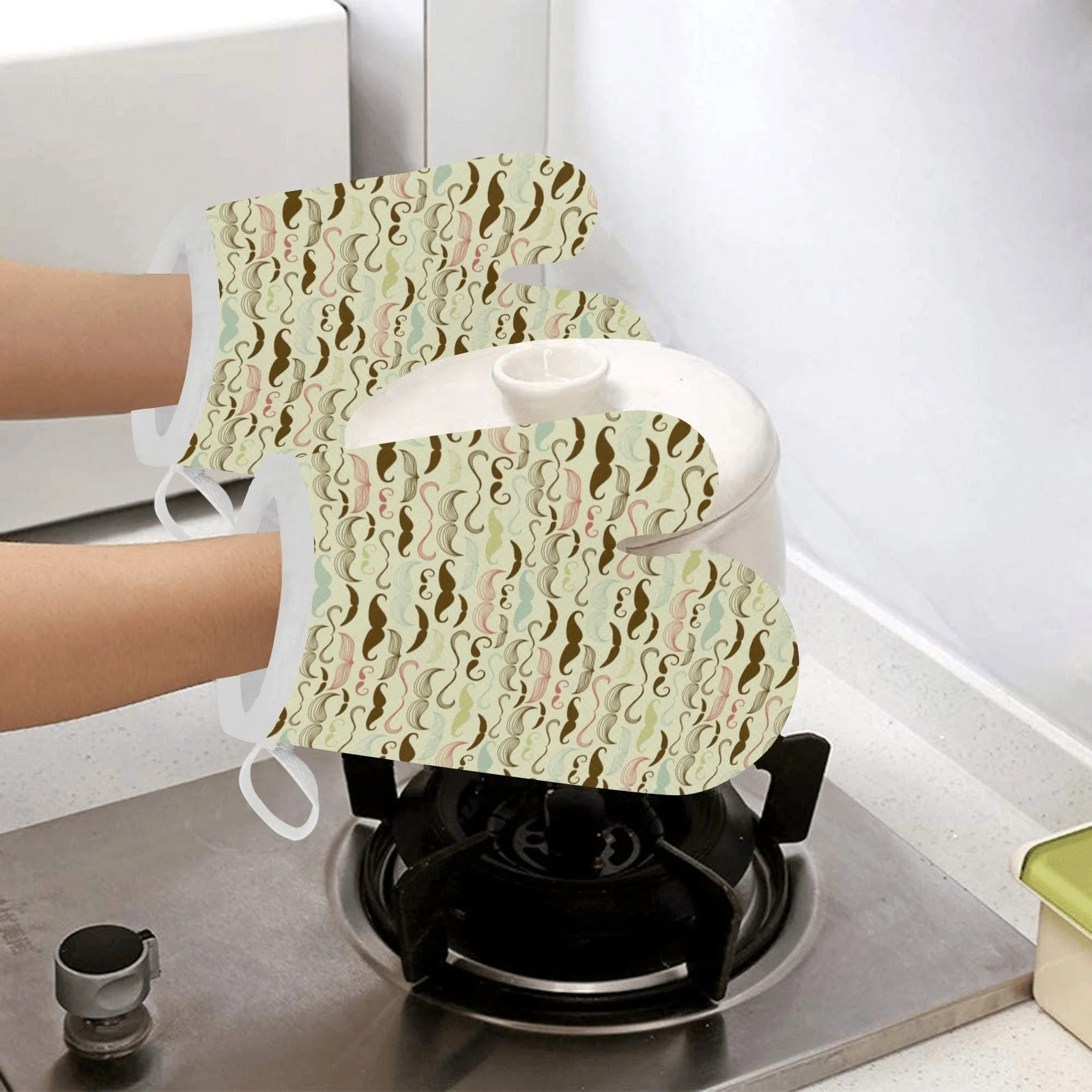 Mustache Beard Pattern Print Design 01 Heat Resistant Oven Mitts & Pot Holders Set Mustache Beard Pattern Print Design 01 Heat Resistant Oven Mitts & Pot Holders Set
