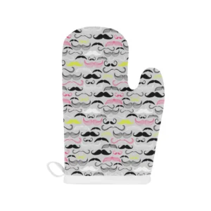 Mustache Beard Pattern Print Design 02 Heat Resistant Oven Mitts & Pot Holders Set