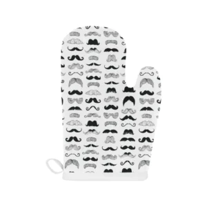 Mustache Beard Pattern Print Design 04 Heat Resistant Oven Mitts & Pot Holders Set