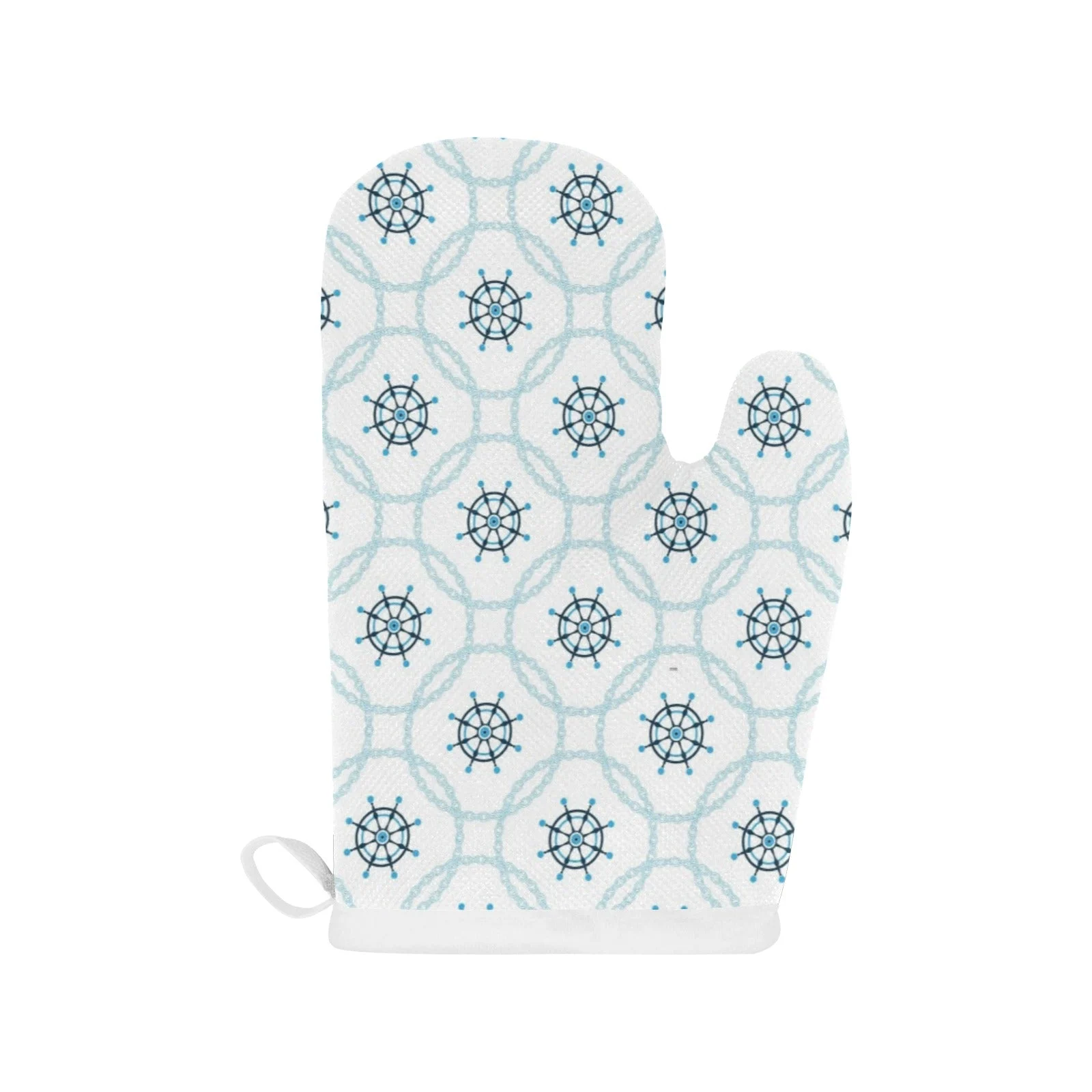 Nautical steering Wheel Chain Heat Resistant Oven Mitts Pot Holders Set Nautical steering Wheel Chain Heat Resistant Oven Mitts Pot Holders Set