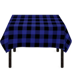 Navy Blue And Black Buffalo Check Print Tablecloth Kitchen Home Decor