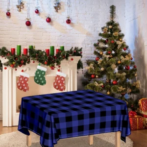 Navy Blue And Black Buffalo Check Print Tablecloth Kitchen Home Decor