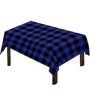 Navy Blue And Black Buffalo Check Print Tablecloth Kitchen Home Decor