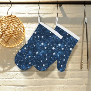 Night Sky Star Pattern Heat Resistant Oven Mitts Pot Holders Set