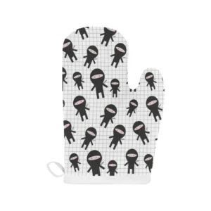 Ninja Pattern Plaid Background Heat Resistant Oven Mitts Pot Holders Set
