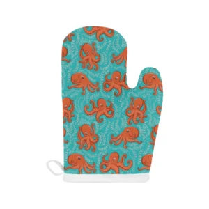 Octopus Turquoise Background Heat Resistant Oven Mitts Pot Holders Set