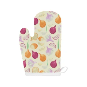 Onion Garlic White Red Pattern Heat Resistant Oven Mitts Pot Holders Set