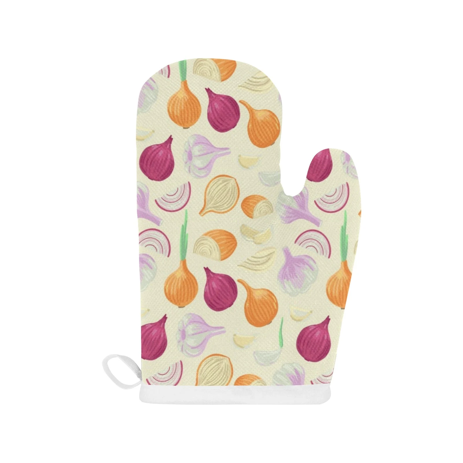 Onion Garlic White Red Pattern Heat Resistant Oven Mitts Pot Holders Set Onion Garlic White Red Pattern Heat Resistant Oven Mitts Pot Holders Set