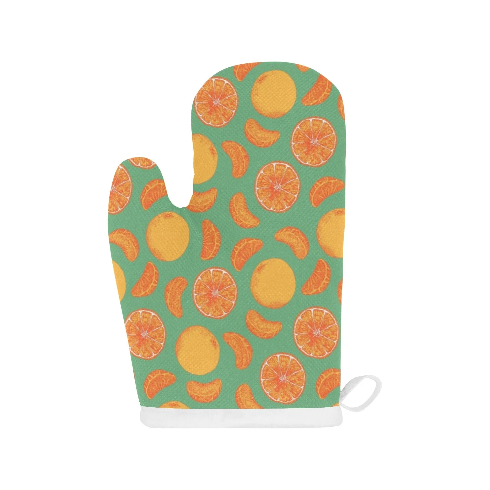 Orange Fruit Pattern Green Background Heat Resistant Oven Mitts Pot Holders Set Orange Fruit Pattern Green Background Heat Resistant Oven Mitts Pot Holders Set