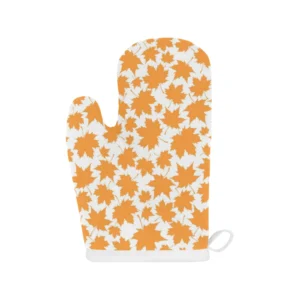 Orange Maple Leaf Pattern Heat Resistant Oven Mitts Pot Holders Set