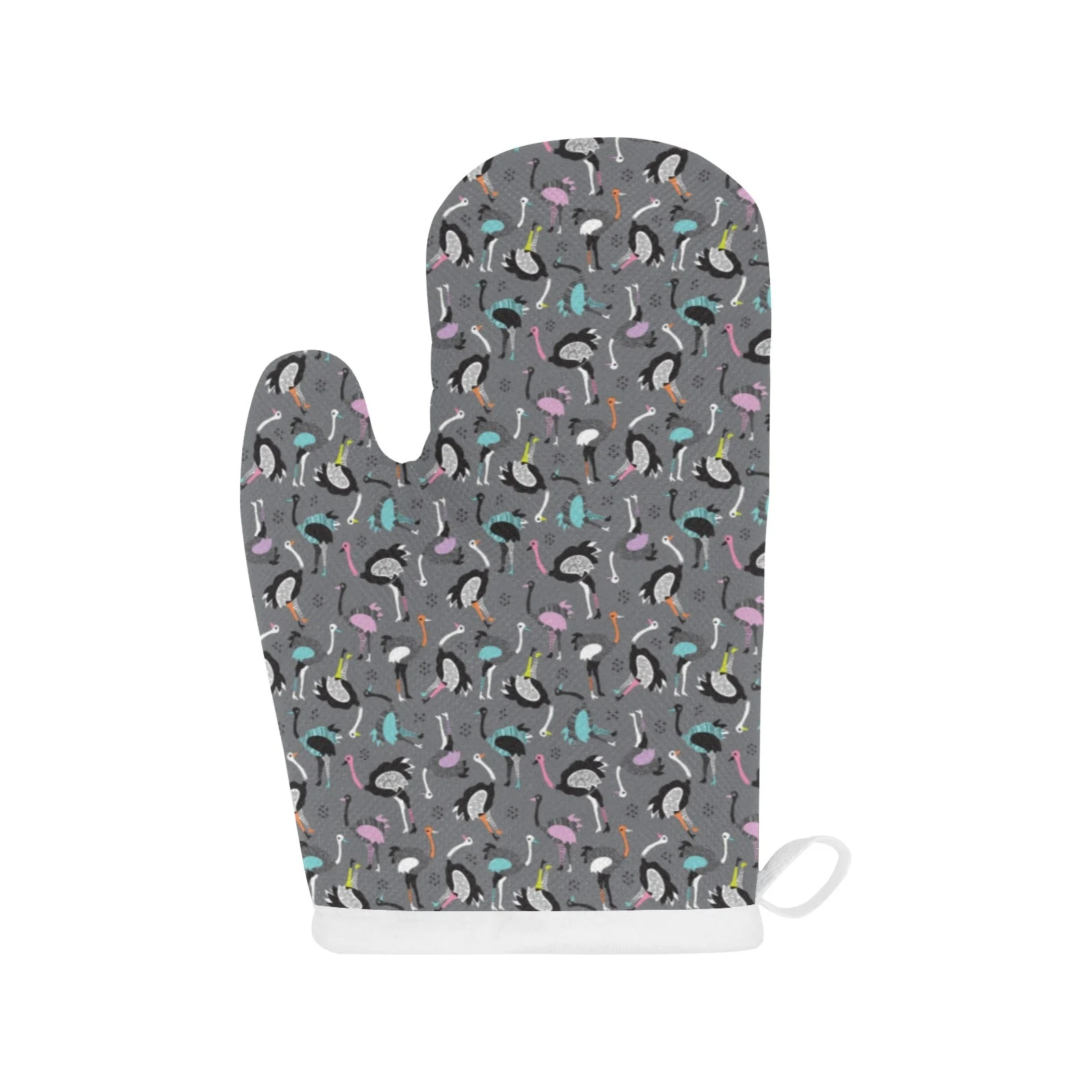 Ostrich Pattern Print Design 01 Heat Resistant Oven Mitts & Pot Holders Set Ostrich Pattern Print Design 01 Heat Resistant Oven Mitts & Pot Holders Set