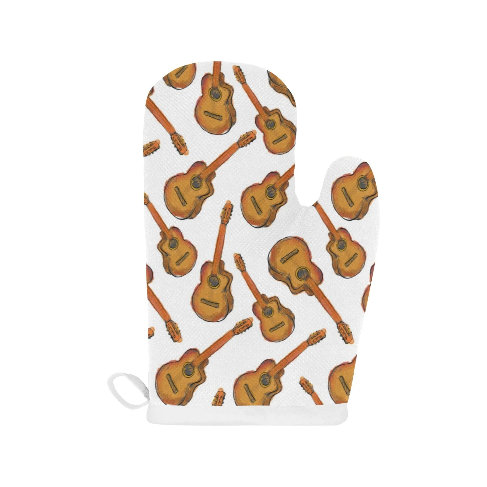 Paint Guitar Pattern Heat Resistant Oven Mitts Pot Holders Set Paint Guitar Pattern Heat Resistant Oven Mitts Pot Holders Set