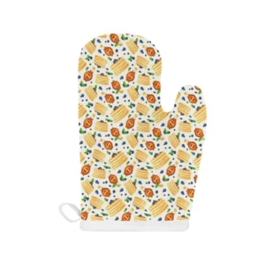 Pancake Pattern Print Design 02 Heat Resistant Oven Mitts & Pot Holders Set