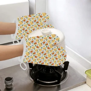Pancake Pattern Print Design 02 Heat Resistant Oven Mitts & Pot Holders Set