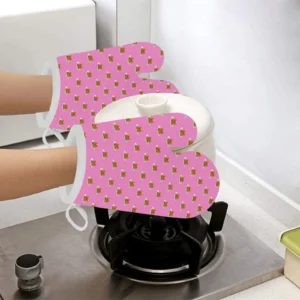 Pancake Pattern Print Design 04 Heat Resistant Oven Mitts & Pot Holders Set