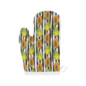 Papaya Design Pattern Heat Resistant Oven Mitts Pot Holders Set