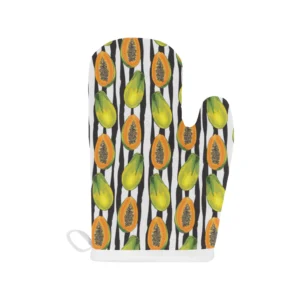 Papaya Design Pattern Heat Resistant Oven Mitts Pot Holders Set