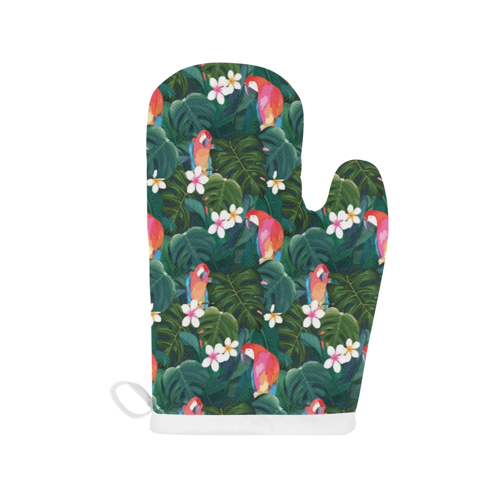 Parrot Palm Tree Leaves Flower Hibiscus Pattern Heat Resistant Oven Mitts Pot Holders Set Parrot Palm Tree Leaves Flower Hibiscus Pattern Heat Resistant Oven Mitts Pot Holders Set
