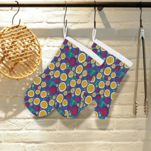 Passion Fruit Blue Background Heat Resistant Oven Mitts Pot Holders Set