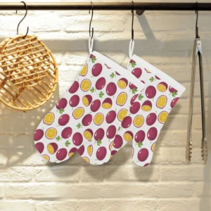 Passion Fruit Design Pattern Heat Resistant Oven Mitts Pot Holders Set
