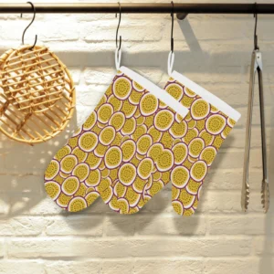 Passion Fruits Slice Pattern Heat Resistant Oven Mitts Pot Holders Set