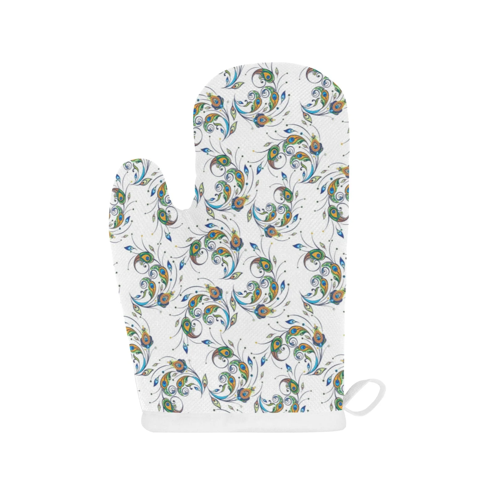 Peacock Feather Pattern Heat Resistant Oven Mitts Pot Holders Set Peacock Feather Pattern Heat Resistant Oven Mitts Pot Holders Set