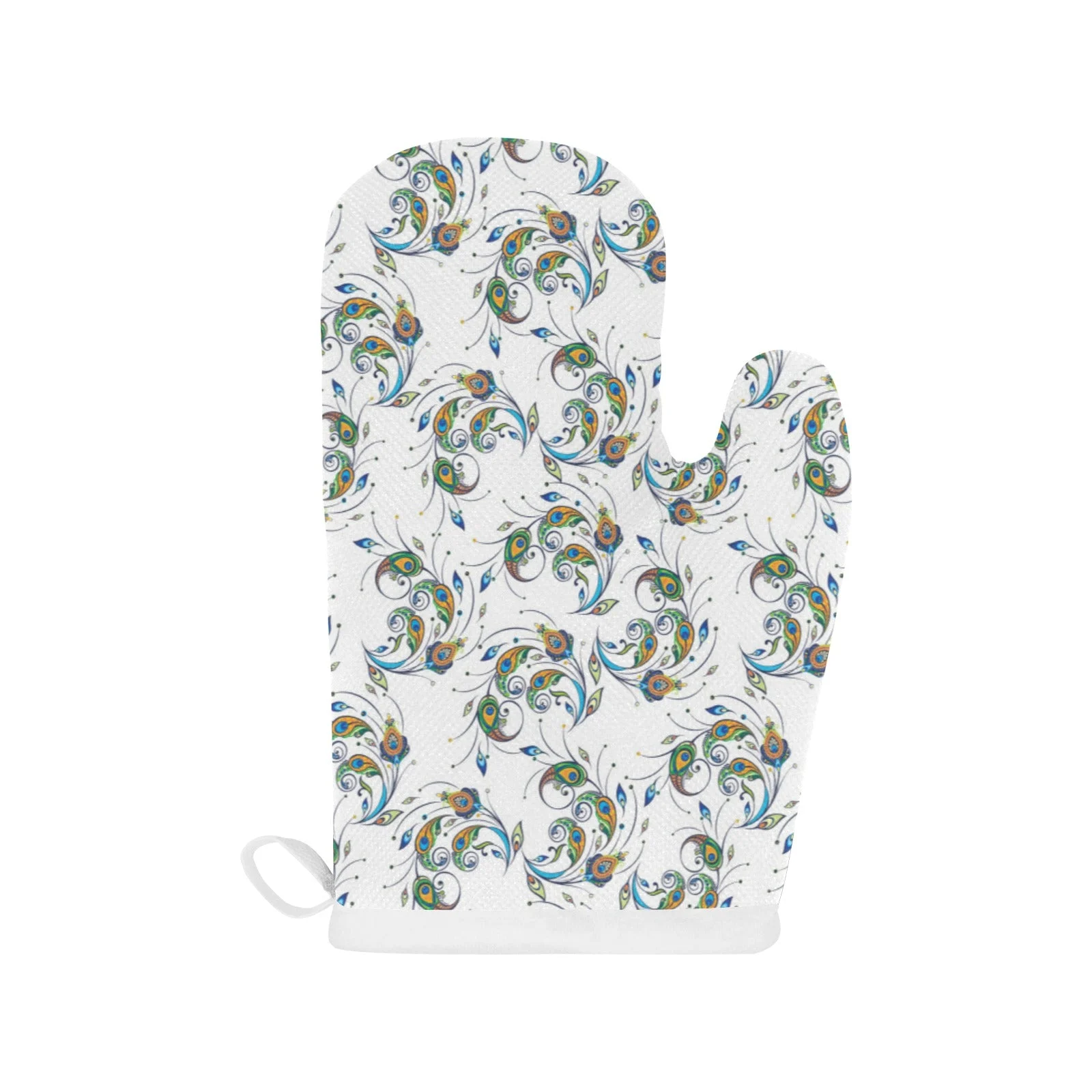 Peacock Feather Pattern Heat Resistant Oven Mitts Pot Holders Set Peacock Feather Pattern Heat Resistant Oven Mitts Pot Holders Set