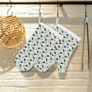 Pelican Pattern Print Design 02 Heat Resistant Oven Mitts & Pot Holders Set