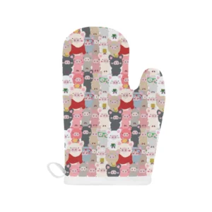 Pig Pattern Print Design 02 Heat Resistant Oven Mitts & Pot Holders Set