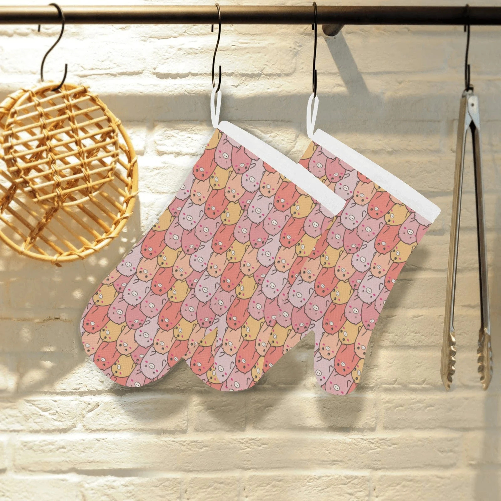 Pig Pattern Print Design 04 Heat Resistant Oven Mitts & Pot Holders Set Pig Pattern Print Design 04 Heat Resistant Oven Mitts & Pot Holders Set