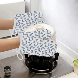 Pigeon Pattern Print Design 03 Heat Resistant Oven Mitts & Pot Holders Set