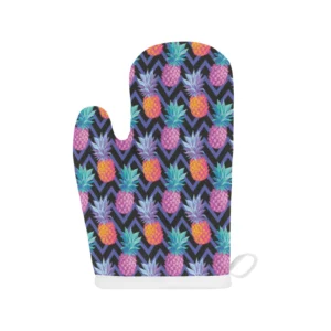 Pineapples Pattern Zigzag Background Heat Resistant Oven Mitts Pot Holders Set