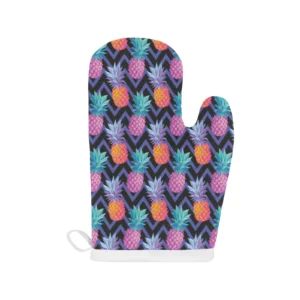 Pineapples Pattern Zigzag Background Heat Resistant Oven Mitts Pot Holders Set