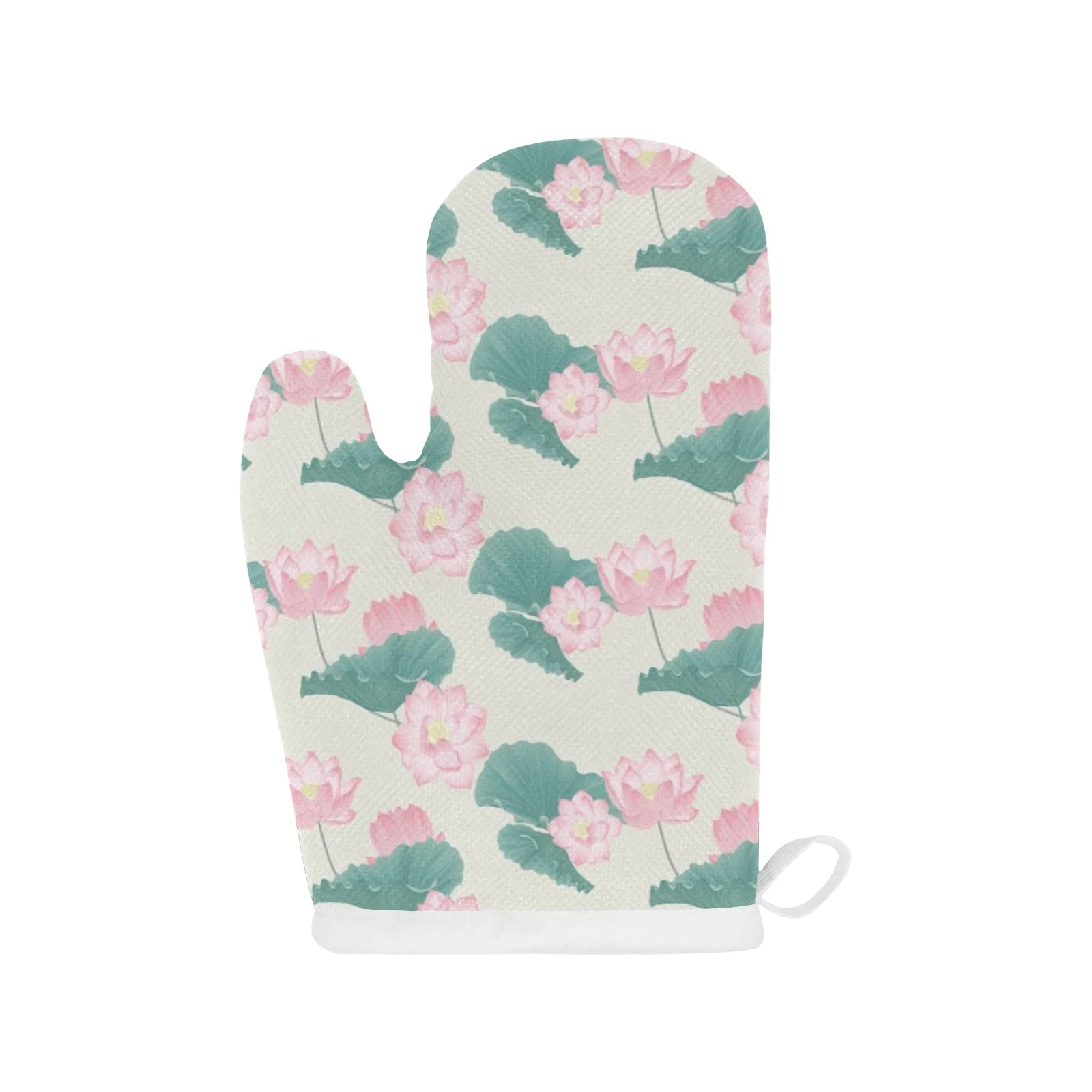 Pink Lotus Waterlily Leaves Pattern Heat Resistant Oven Mitts Pot Holders Set Pink Lotus Waterlily Leaves Pattern Heat Resistant Oven Mitts Pot Holders Set
