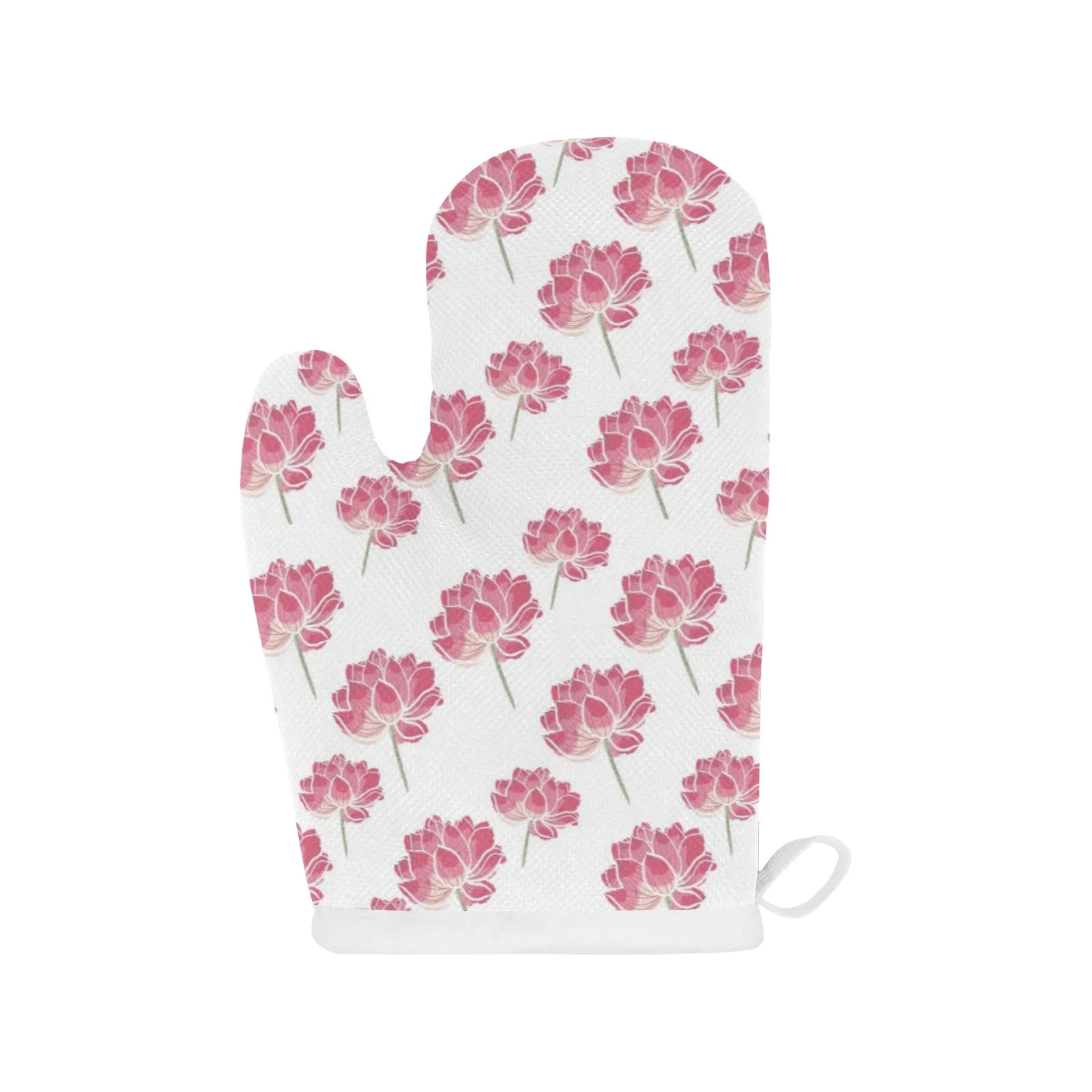 Pink Lotus Waterlily Pattern Heat Resistant Oven Mitts Pot Holders Set Pink Lotus Waterlily Pattern Heat Resistant Oven Mitts Pot Holders Set
