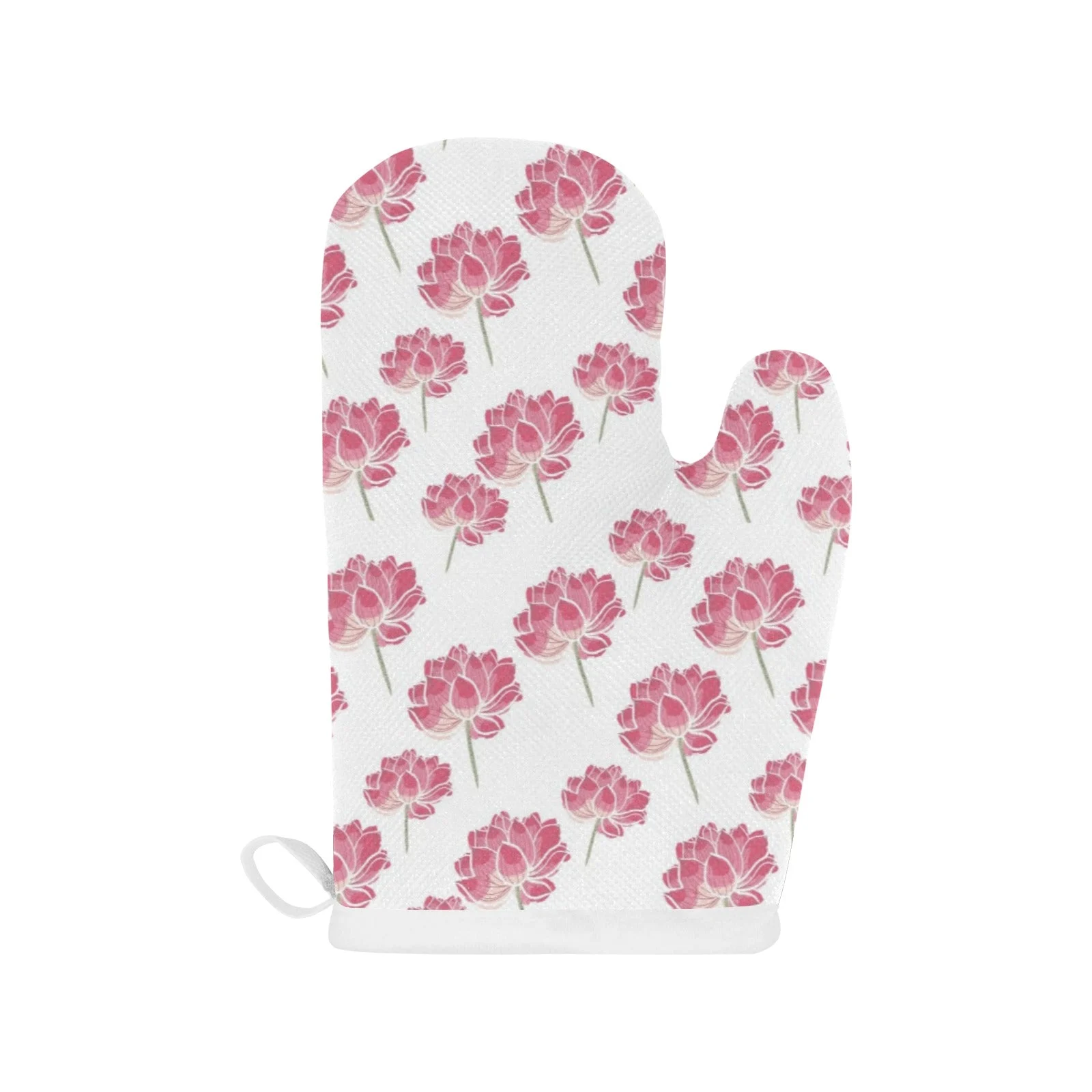 Pink Lotus Waterlily Pattern Heat Resistant Oven Mitts Pot Holders Set Pink Lotus Waterlily Pattern Heat Resistant Oven Mitts Pot Holders Set