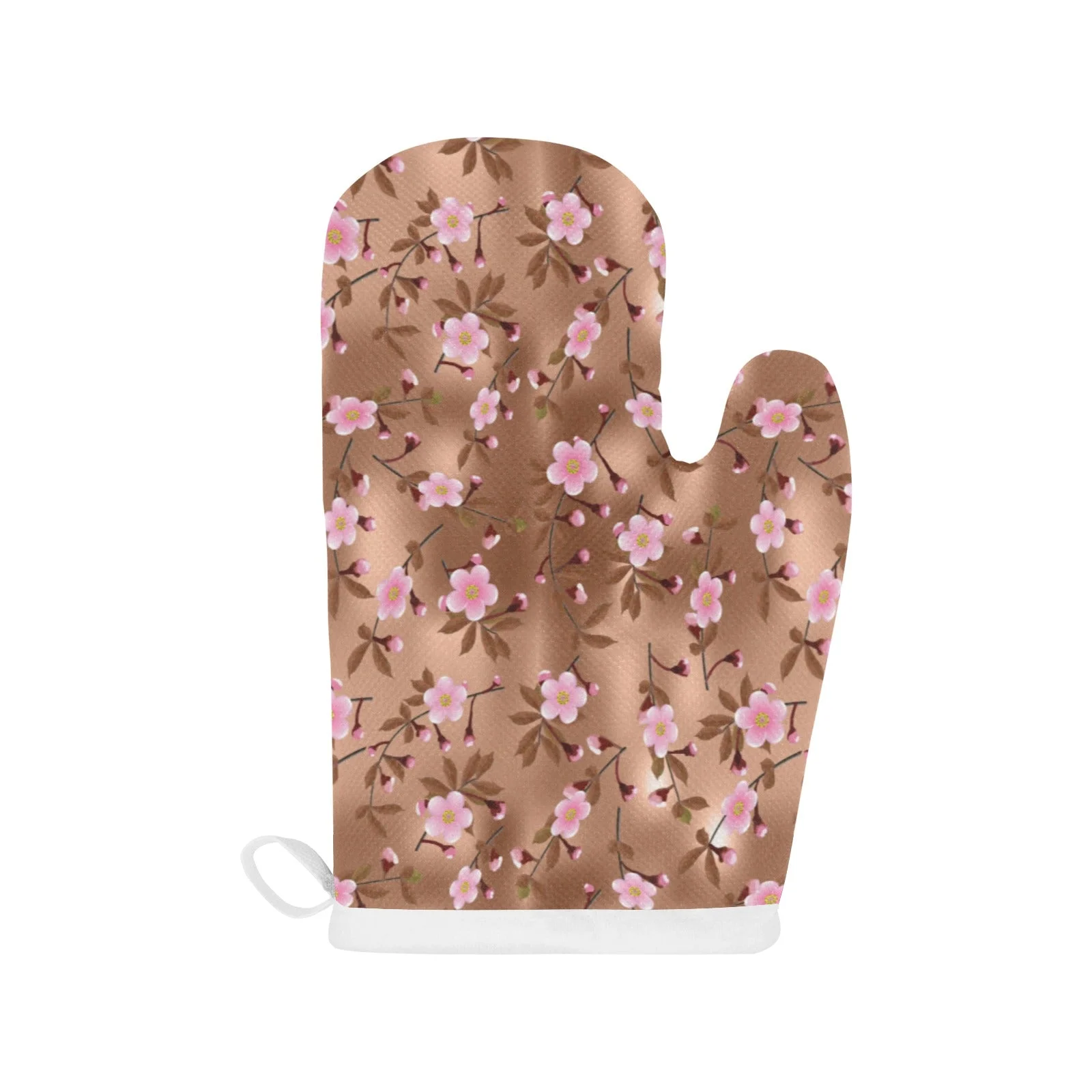 Pink Sakura Cherry Blossom Dark Brown Background Heat Resistant Oven Mitts Pot Holders Set Pink Sakura Cherry Blossom Dark Brown Background Heat Resistant Oven Mitts Pot Holders Set