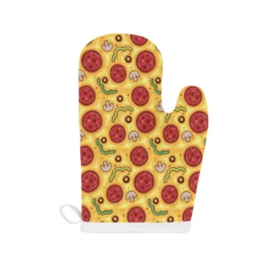 Pizza Texture Pattern Heat Resistant Oven Mitts Pot Holders Set
