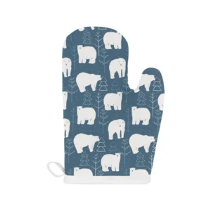Polar Bear Mother Her Child Pattern Heat Resistant Oven Mitts Pot Holders Set