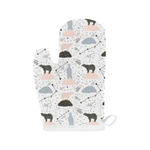 Polar Bears Star Polka Dot Pattern Heat Resistant Oven Mitts Pot Holders Set